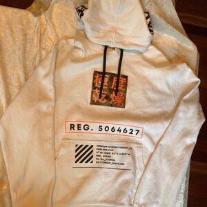 New SuperDry Sweatshirt / Hoodie Japanese White with 3D applique 2XL